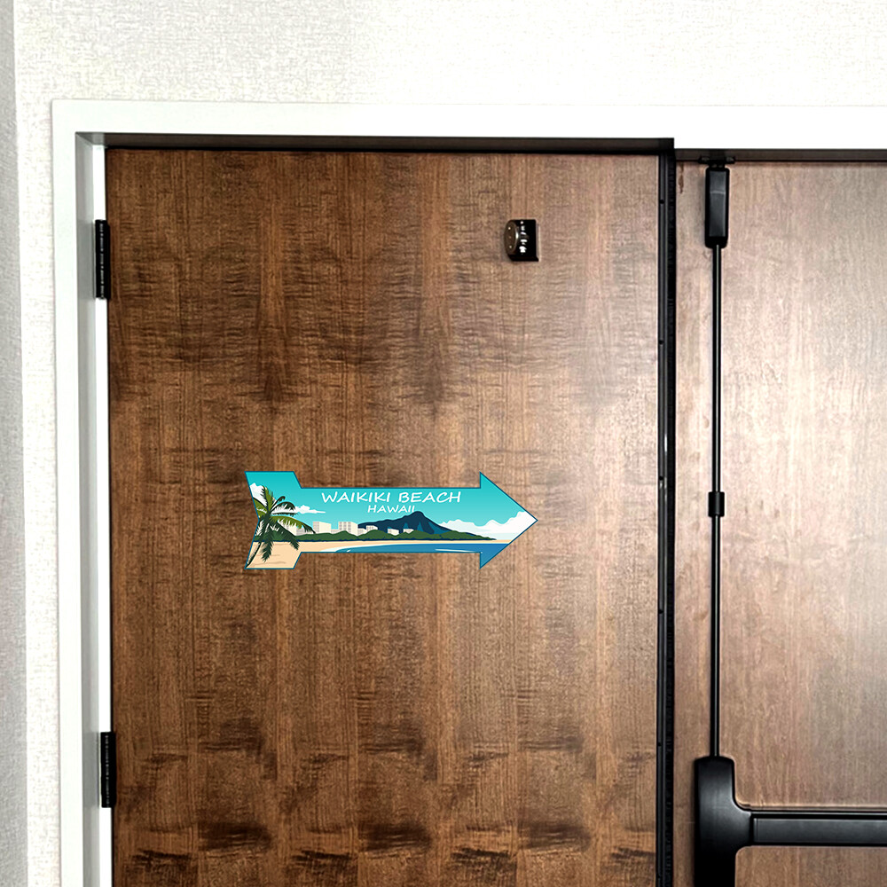 Arrow Shape Plus Waikiki Beach, Hawaii 12×4&Prime; Wall or Door Sign