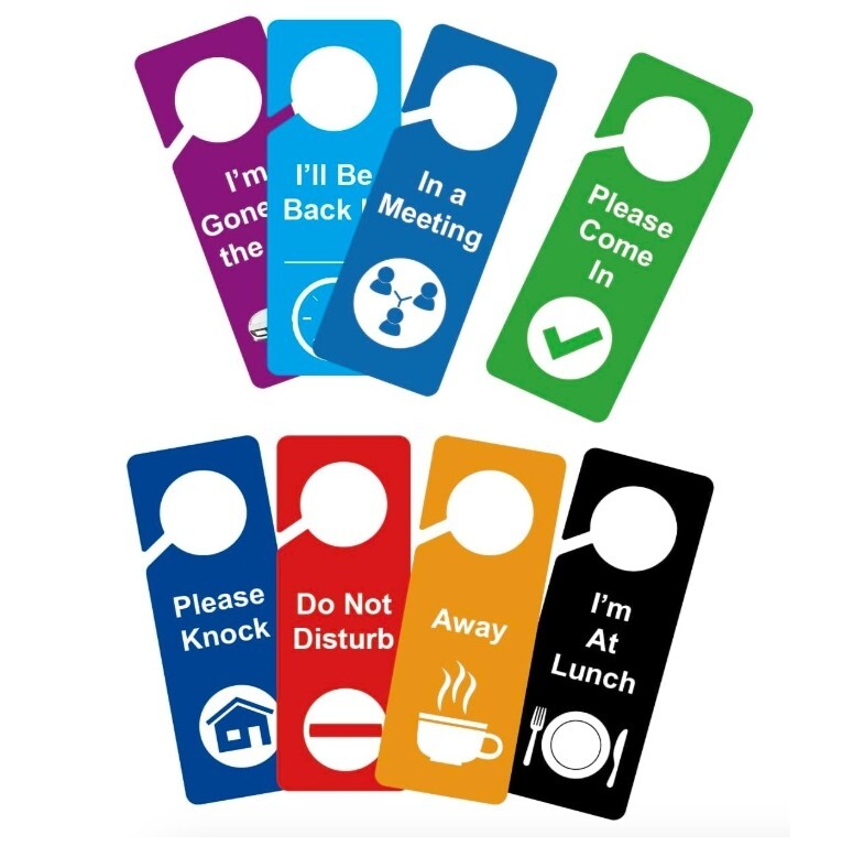 8 PCS 3.5X9.5 » Door Hanger Tags Sign Office Work in a Meeting Do Not Disturb