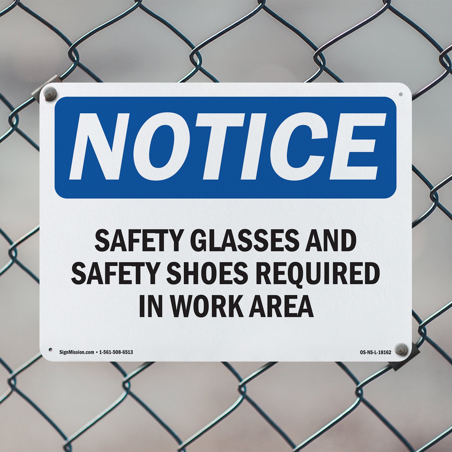 Safety Glasses And Safety Shoes Required OSHA Notice Sign, Decal 5 or 10 Pack