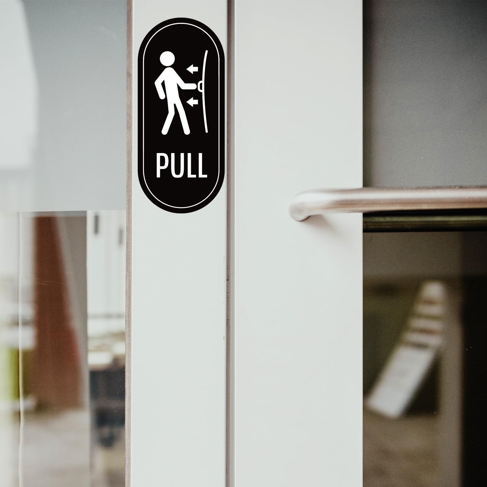 Designer Push Pull Signs – 6 Pack, Vertical Decal Self-Adhesive, Black/White …