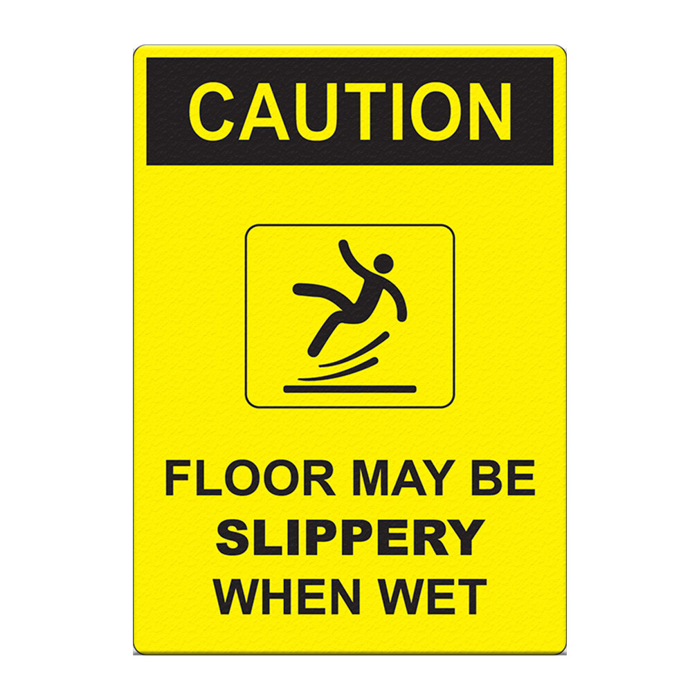 Floor Decals Floor Slippery When Wet Yellow Black Anti-Slip Vertical Shape