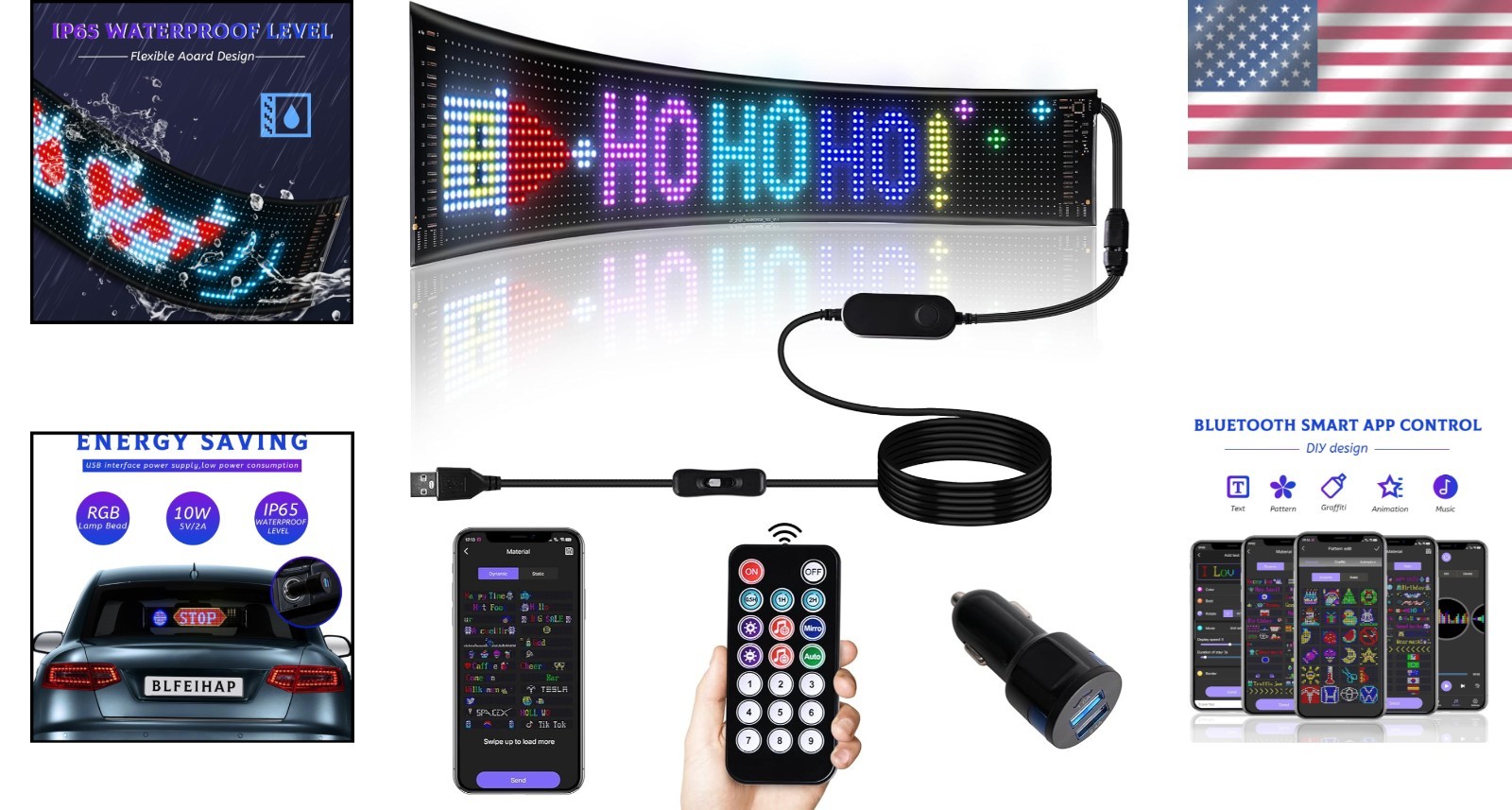 Portable 23 »x5 » LED Matrix Panel – Custom Text & Animation with Remote Control