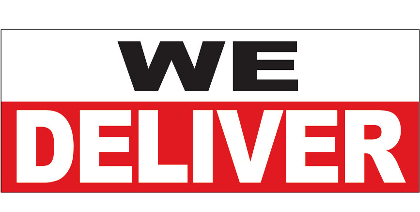 WE DELIVER Vinyl Banner Sign 3×10 ft – wrb
