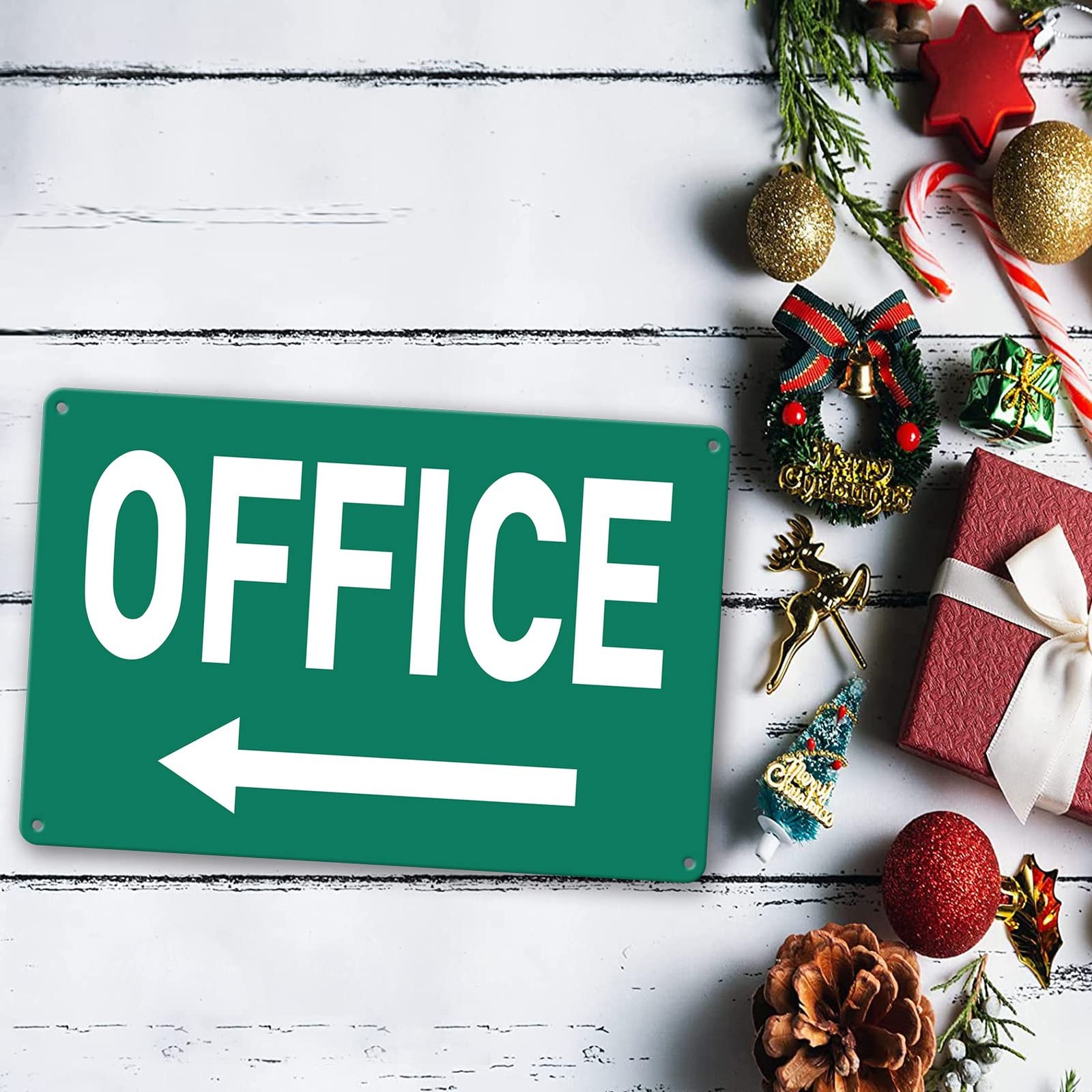 Custom Metal Office Sign for Doors – &lsquo;Meeting&rsquo; with Left Arrow – 8 x 12 In