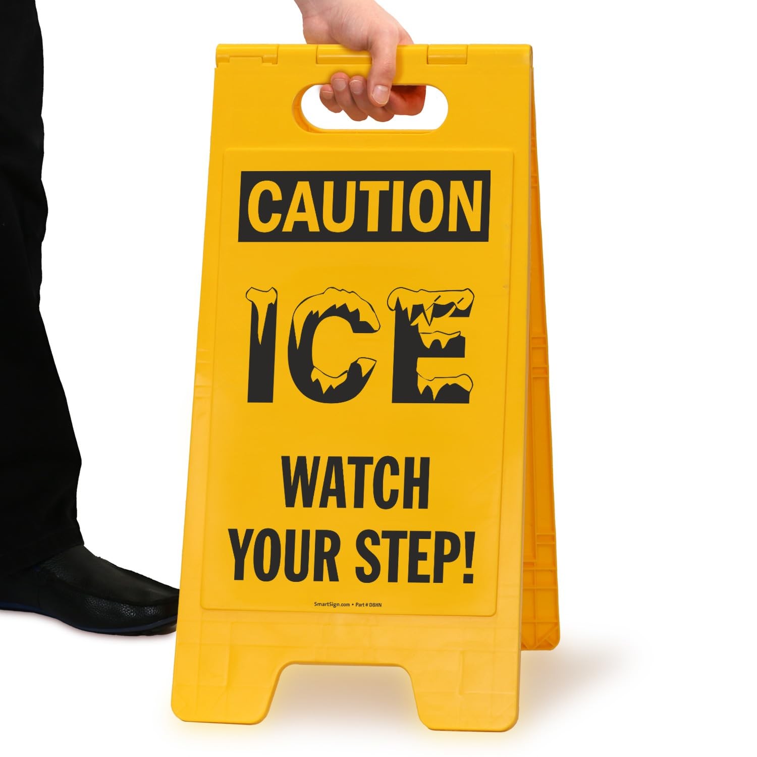1 PCS 25×12 Inch Plastic Caution Ice Watch Your Step Folding Floor Signage