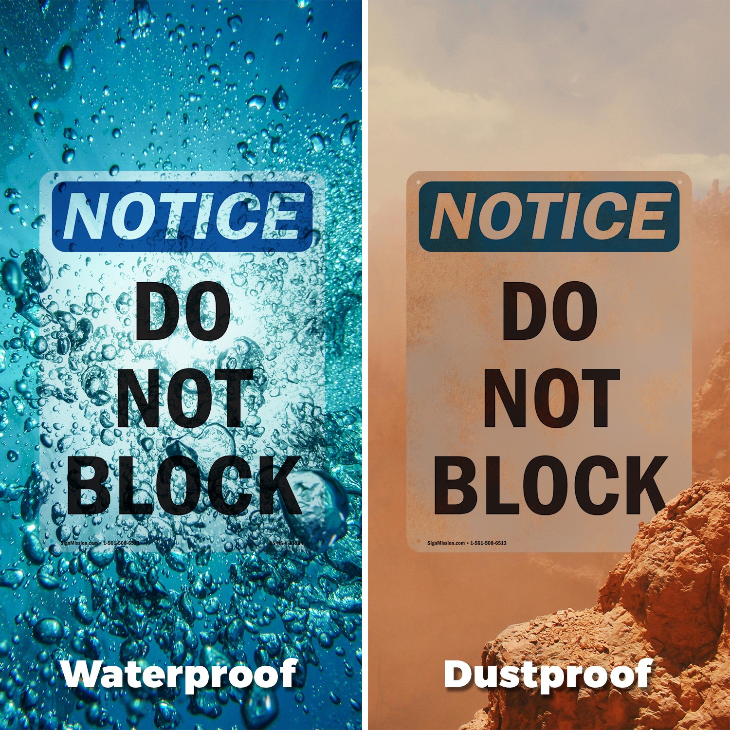 Do Not Block OSHA Notice Sign Metal, Plastic, Or Decal – 5 or 10 Pack