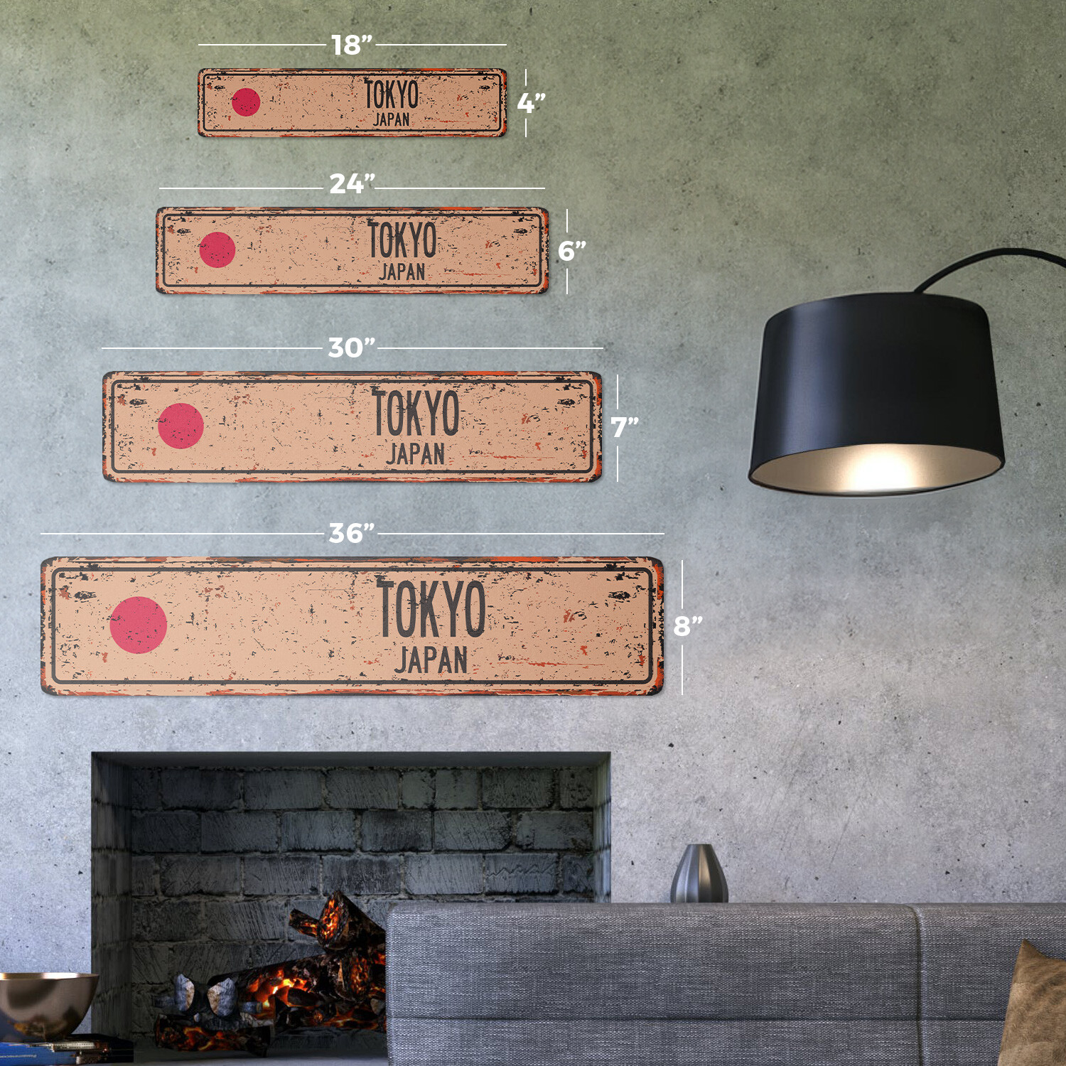 TOKYO JAPAN Vintage Street Sign Japanese flag city country road wall rustic gift