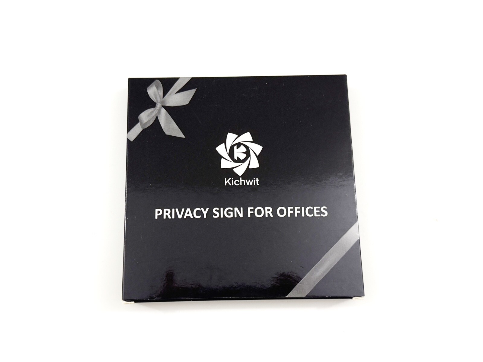 Kichwit Privacy Sign, 4 Messages, Square Shaped, 4.9 Inch, Silver