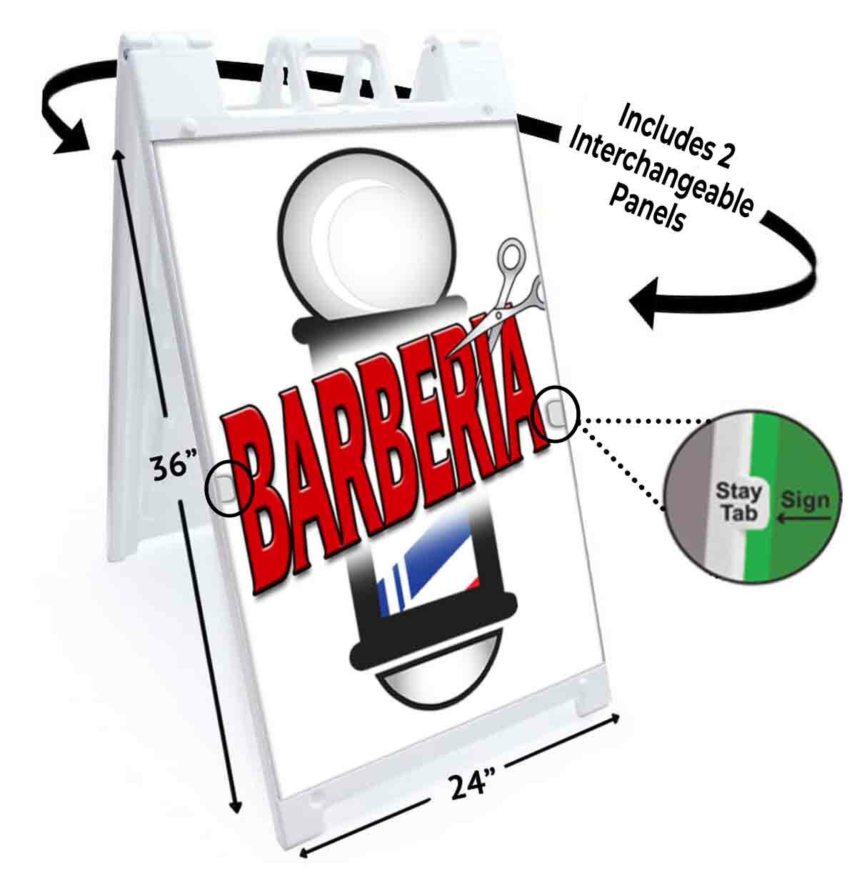 BARBERIA BARBER SHOP Signicade 24×36 A Frame Plastic Sidewalk Sign