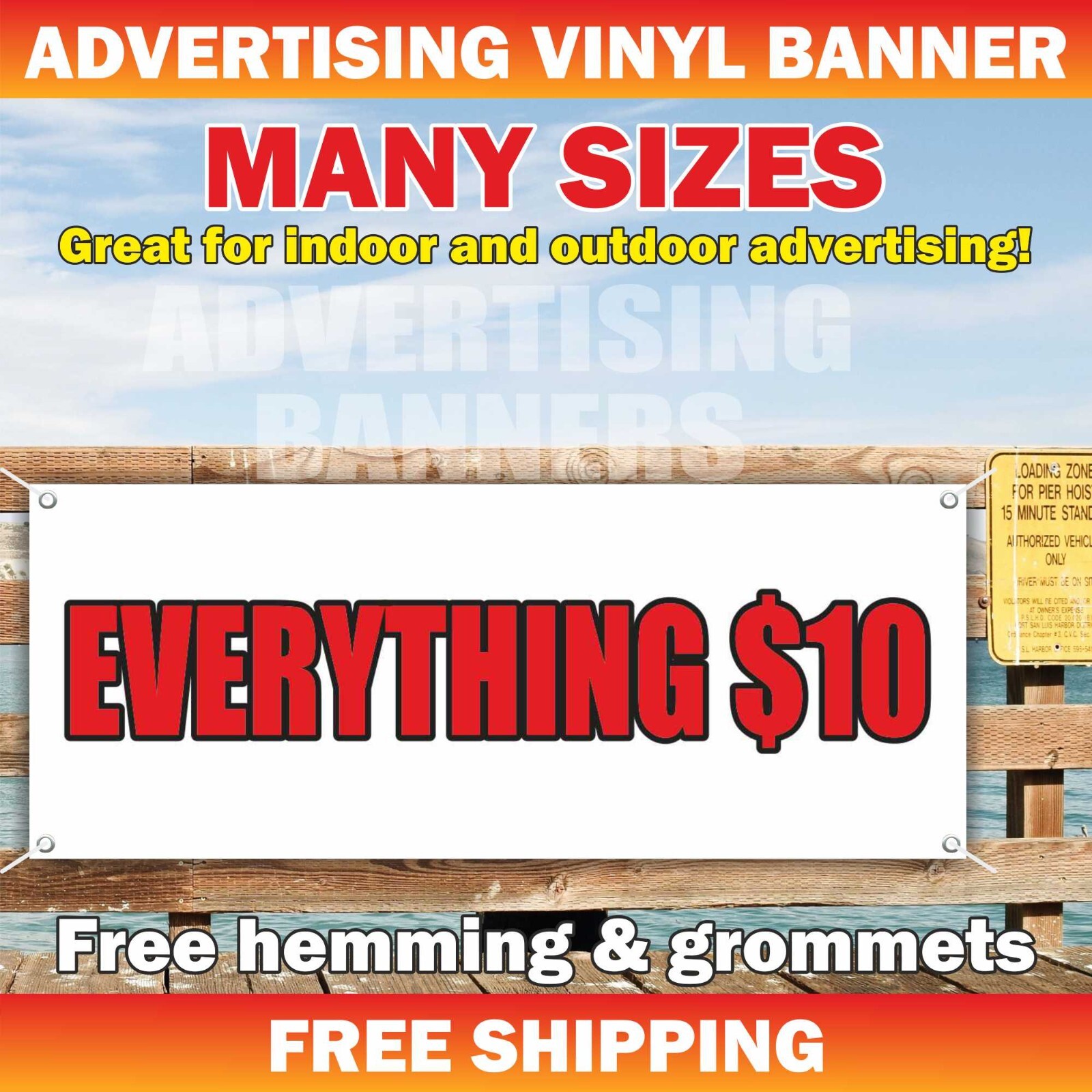 EVERYTHING $10 Advertising Banner Vinyl Mesh Sign sale store shop discount buy