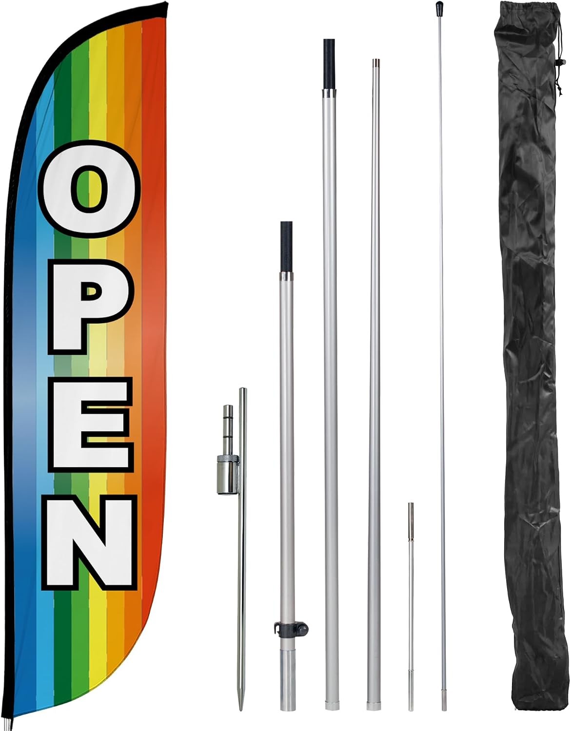 Feather Flag Set 5ft Tall Advertising Banner Flag W/ Pole Kit & Ground Spike