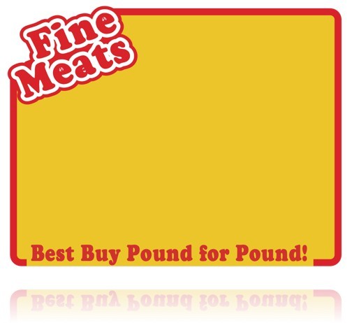 Fine Meats Price Signs for Grocery Stores -5.5&Prime;h x 7&Prime;w- 100 pieces