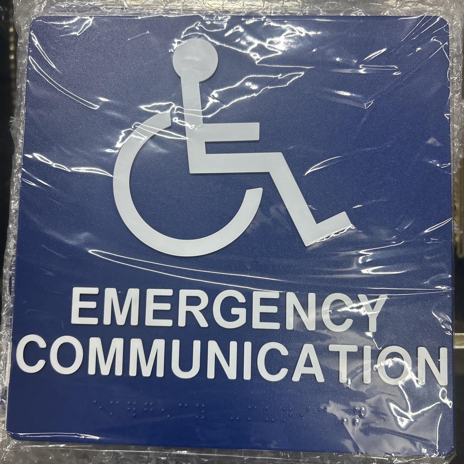 (Qty 3) Emergency Communication Sign 8&Prime;x8&Prime; Plastic Blue (Pack Of 3)