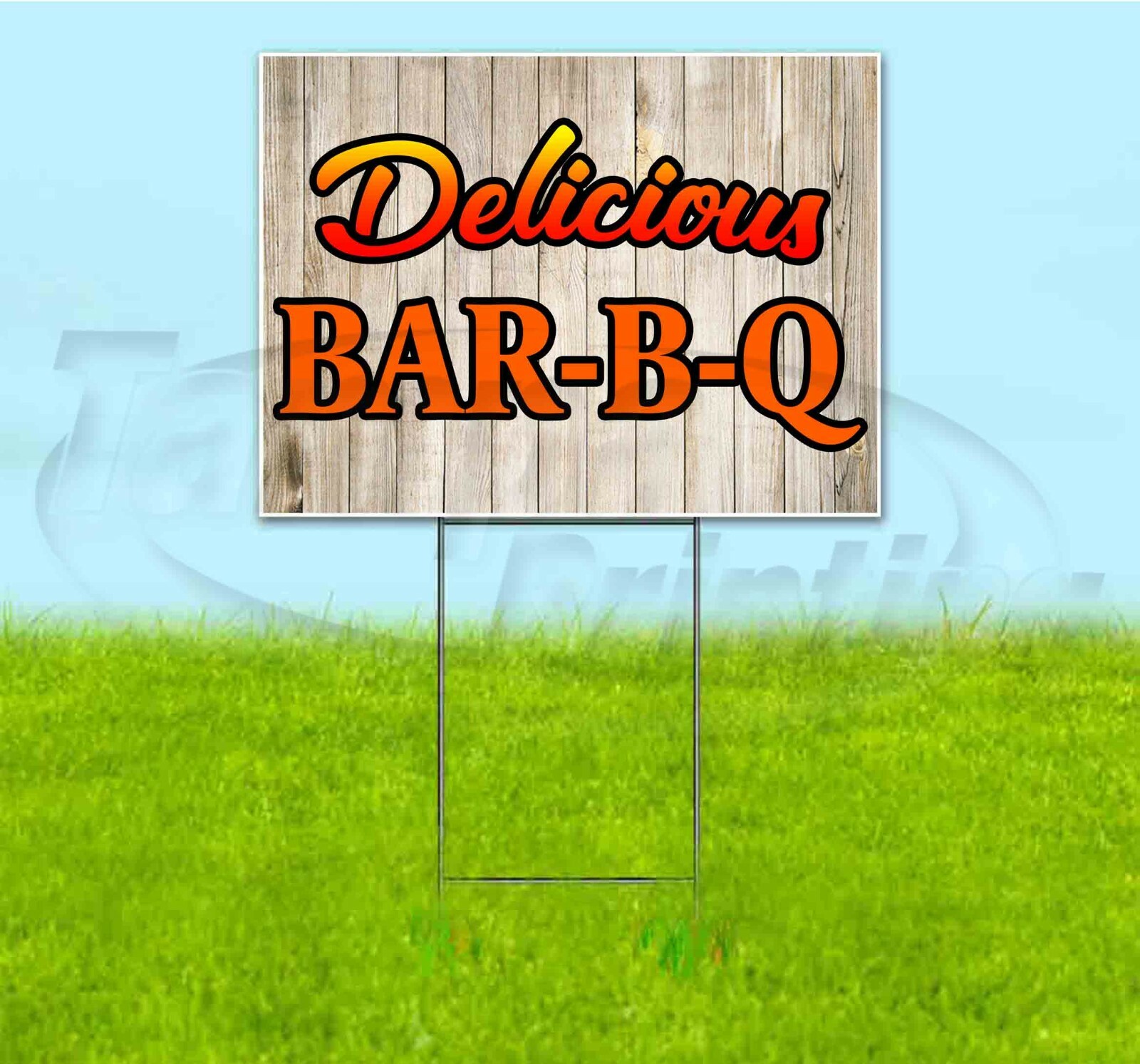 DELICIOUS BBQ 18×24 Yard Sign WITH STAKE Corrugated Bandit USA BUSINESS BARBECUE