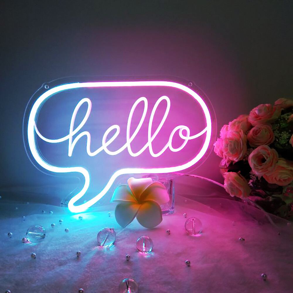 Qomolangma Warm WhiteBlue&Pink 12.2 X 8.85 » « hello » LED Neon Sign