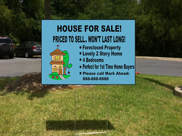 House For Sale Priced To Sell Custom Message Plastic Yard Sign /FREE Stakes