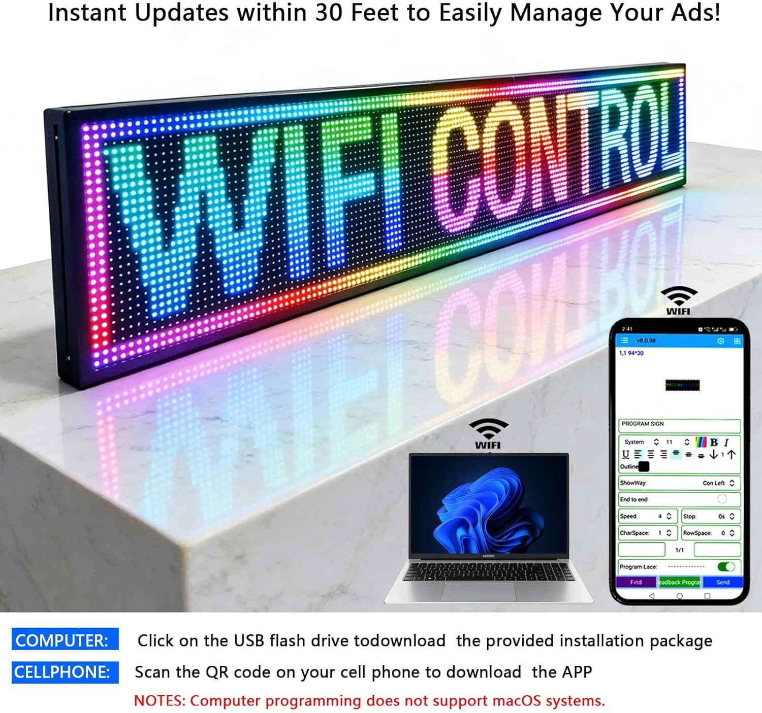 Programmable Waterproof LED Scrolling Sign for Business & Store Advertising