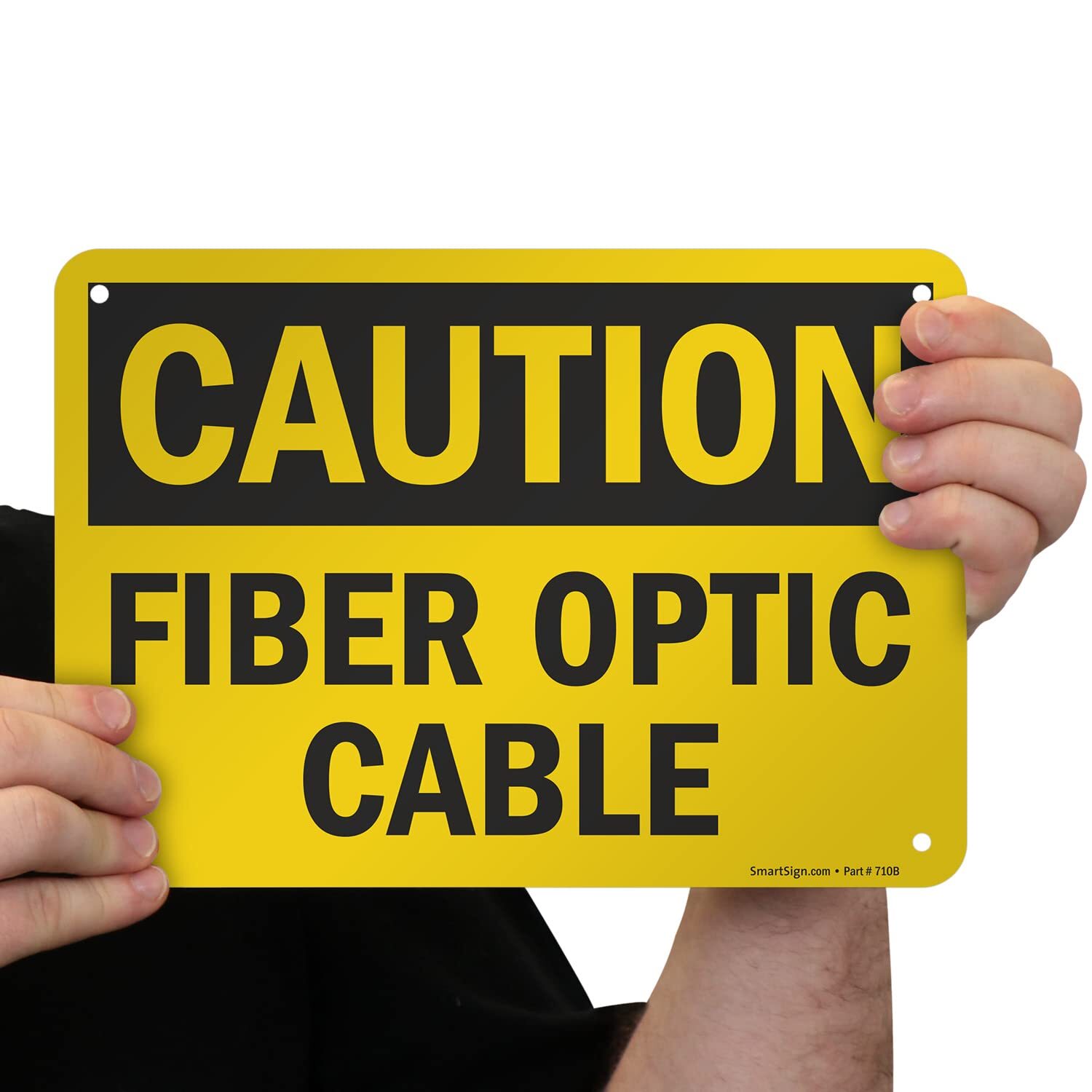 7 x 10 inch “Caution – Fiber Optic Cable” OSHA Sign with Pre-Cleared Holes Di…