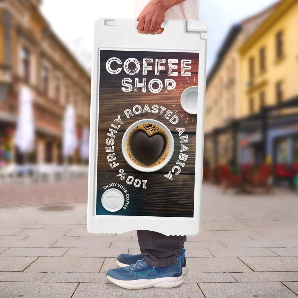 Sandwich Board, a Frame Sign Holder 22X28 In., Dual Display Outdoor Sign, White