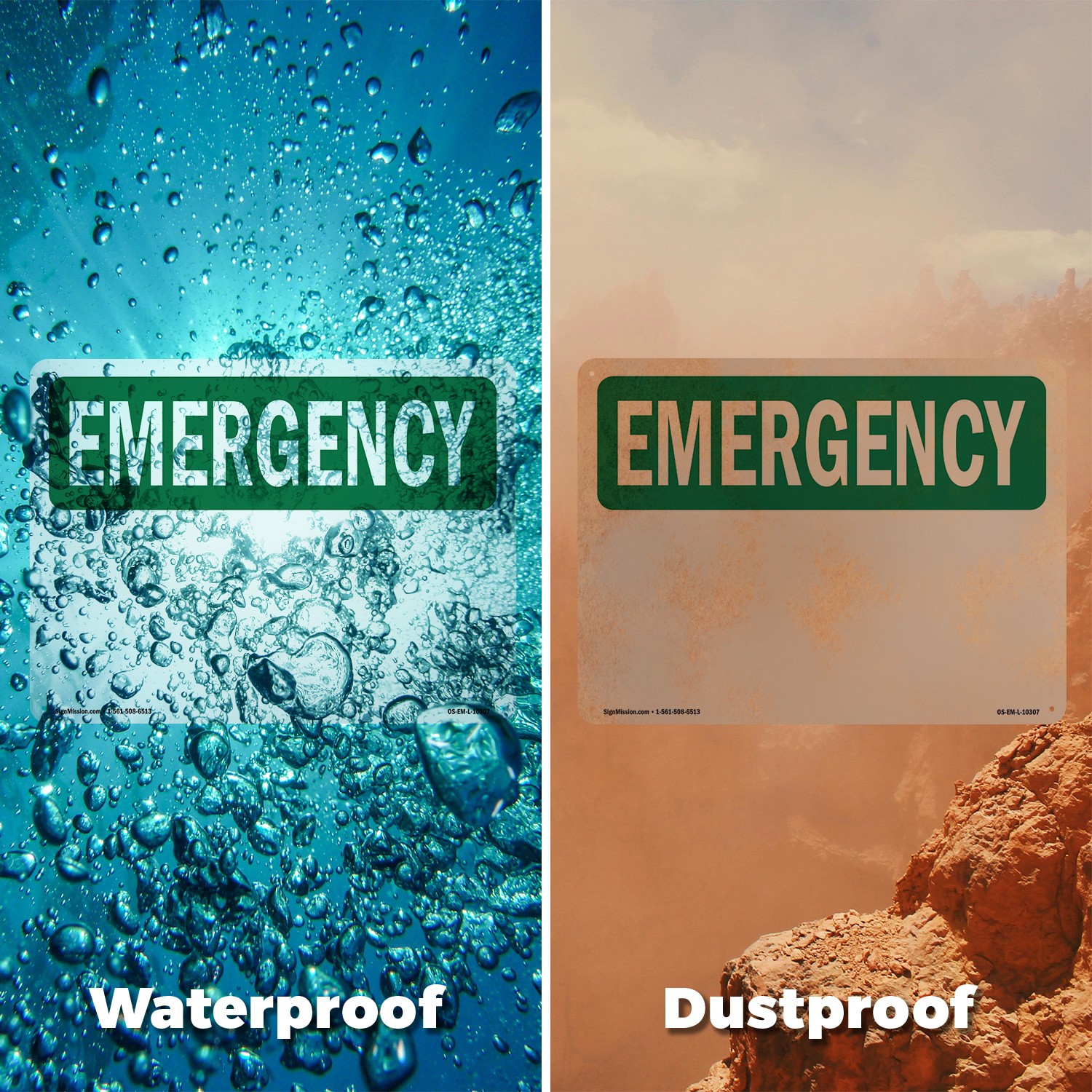 Blank Write OSHA Emergency Sign Metal, Plastic, Or Decal – 5 or 10 Pack
