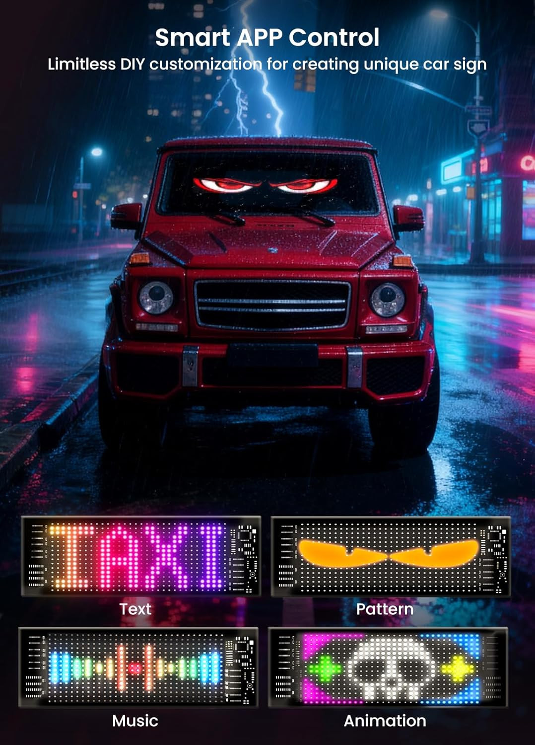 Customizable LED Scrolling Sign with Bluetooth Control for Store and Car