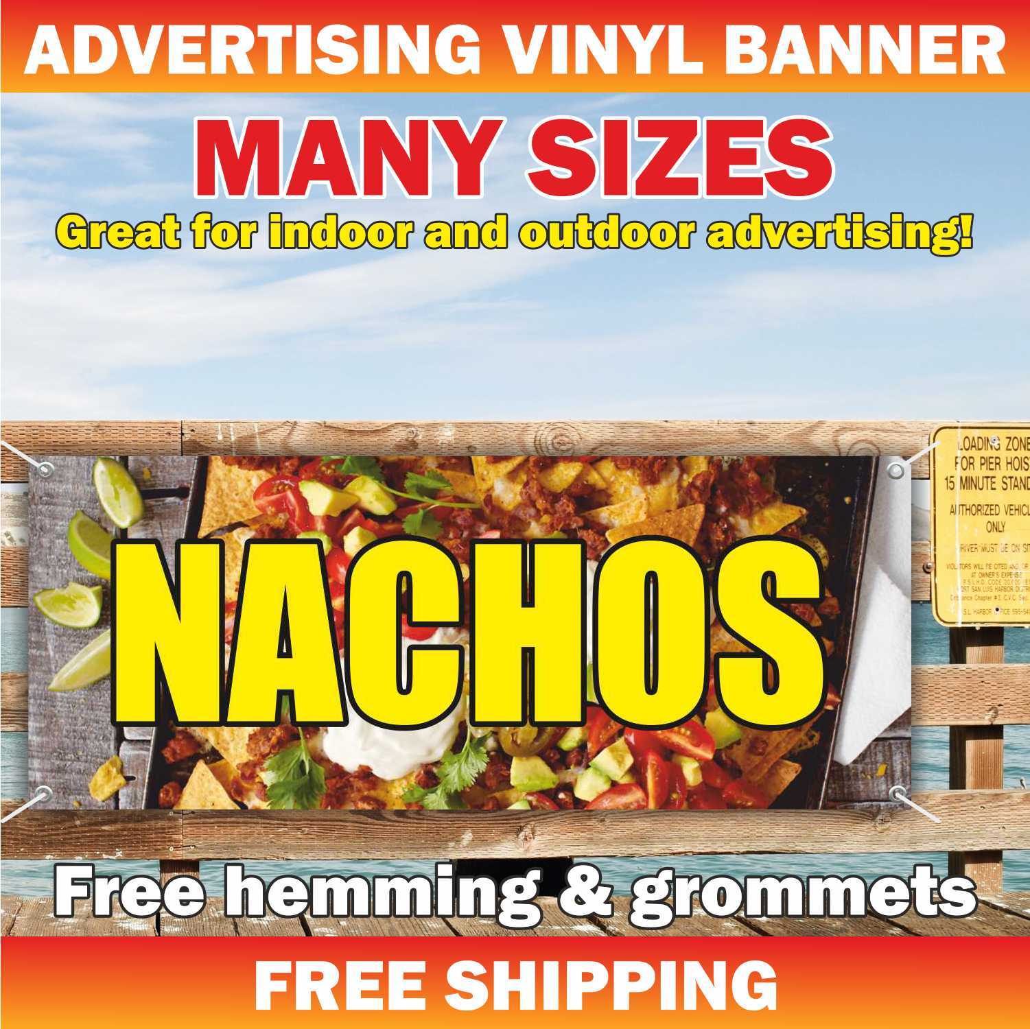 NACHOS Advertising Banner Vinyl Mesh Sign tacos mexican food burritos quesadilla
