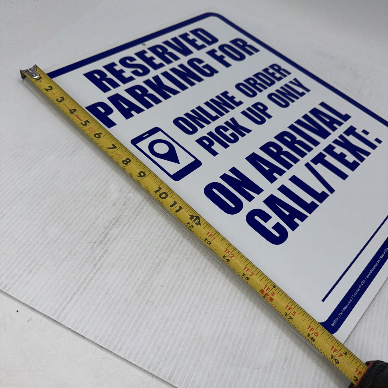 Hillman 843869 Reserved Online Order Parking Sign, 15&Prime; x 19&Prime;, Blue Vinyl USA{91}