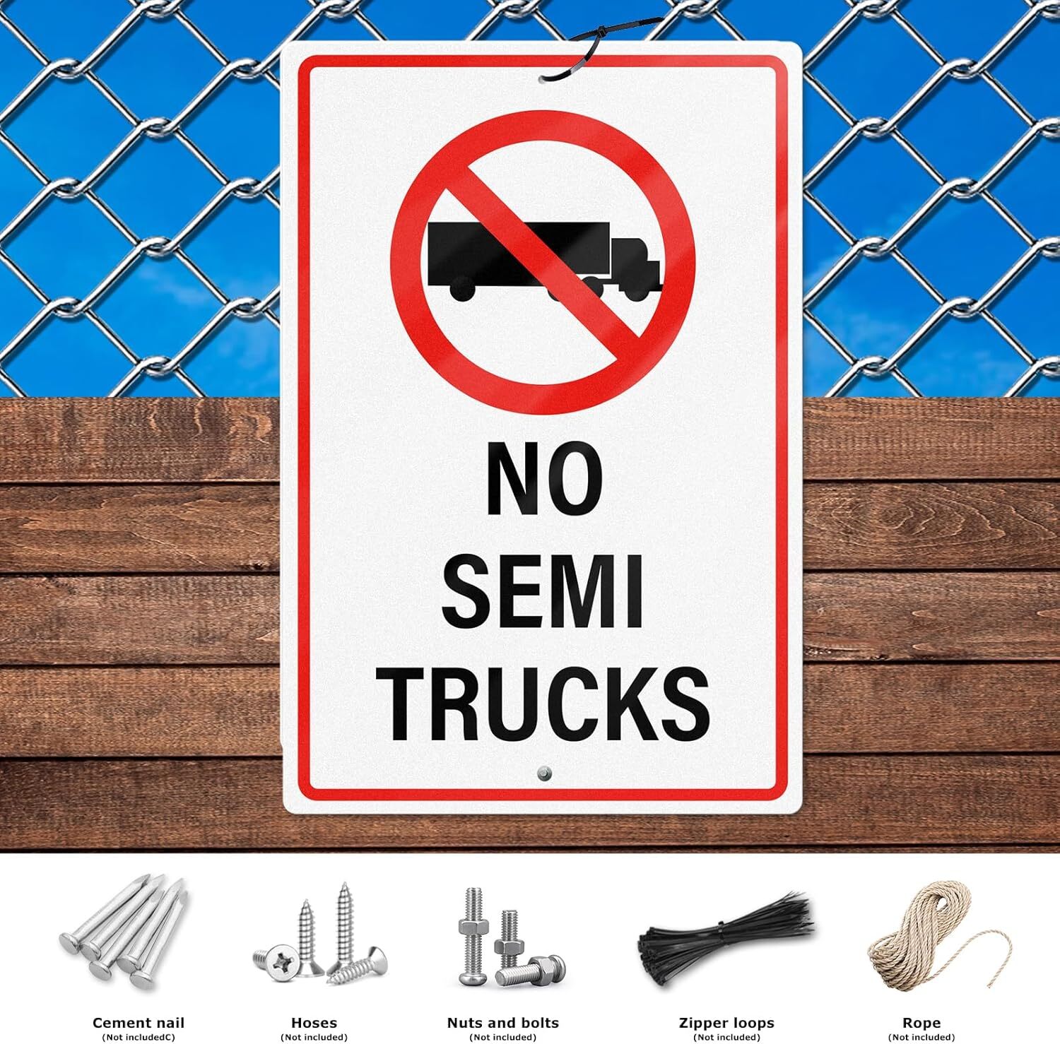 No Semi Trucks Tin Metal Signs 8×12 Inches Aluminum Waterproof Sign Metal Reflec
