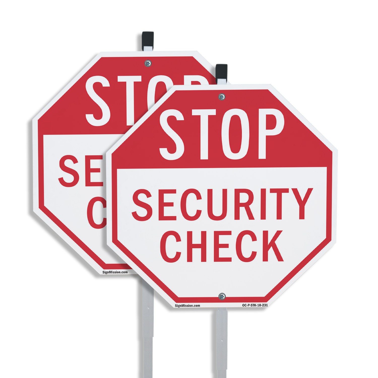 Stop Security Check Octagon Sign With Stake Weather Resistant UV Protected