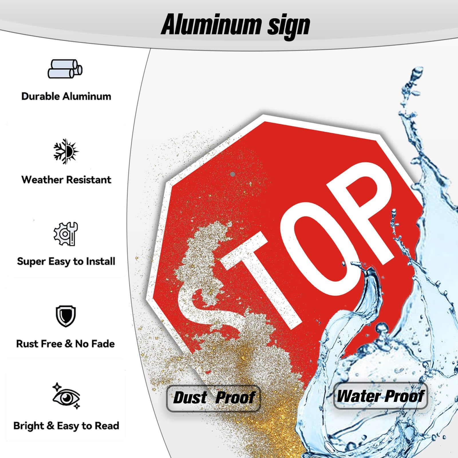 12×12&Prime; Stop Slow Sign with 36&Prime; Steel Stake Reflective Aluminum Rust Free