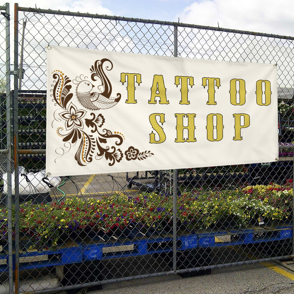 Vinyl Banner Multiple Sizes Tattoo Shop Outdoor Advertising Printing A Business