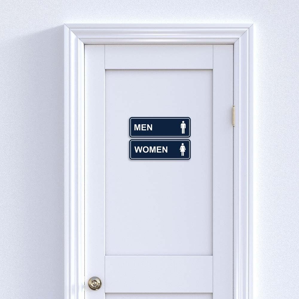 2 PCS Large Standard Men Women Restroom Sign Black/Gold Bathroom Door Markers