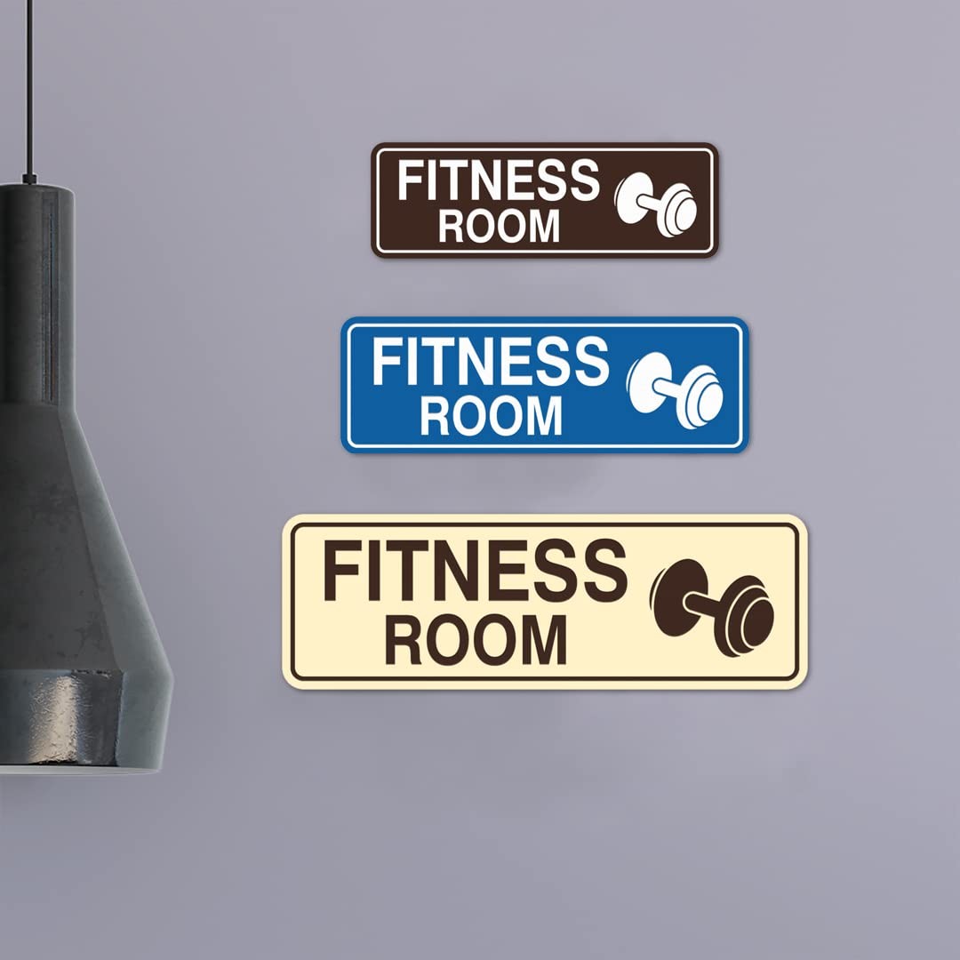 Standard Fitness Room Sign Brushed Silver Medium Wall Door Mount Decor
