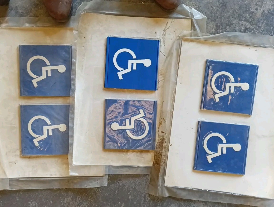 Lot of 6 Handicap 8&Prime; X 8&Prime; X 1/4&Prime; Blue Signs – Raised w/ Aluminum Back