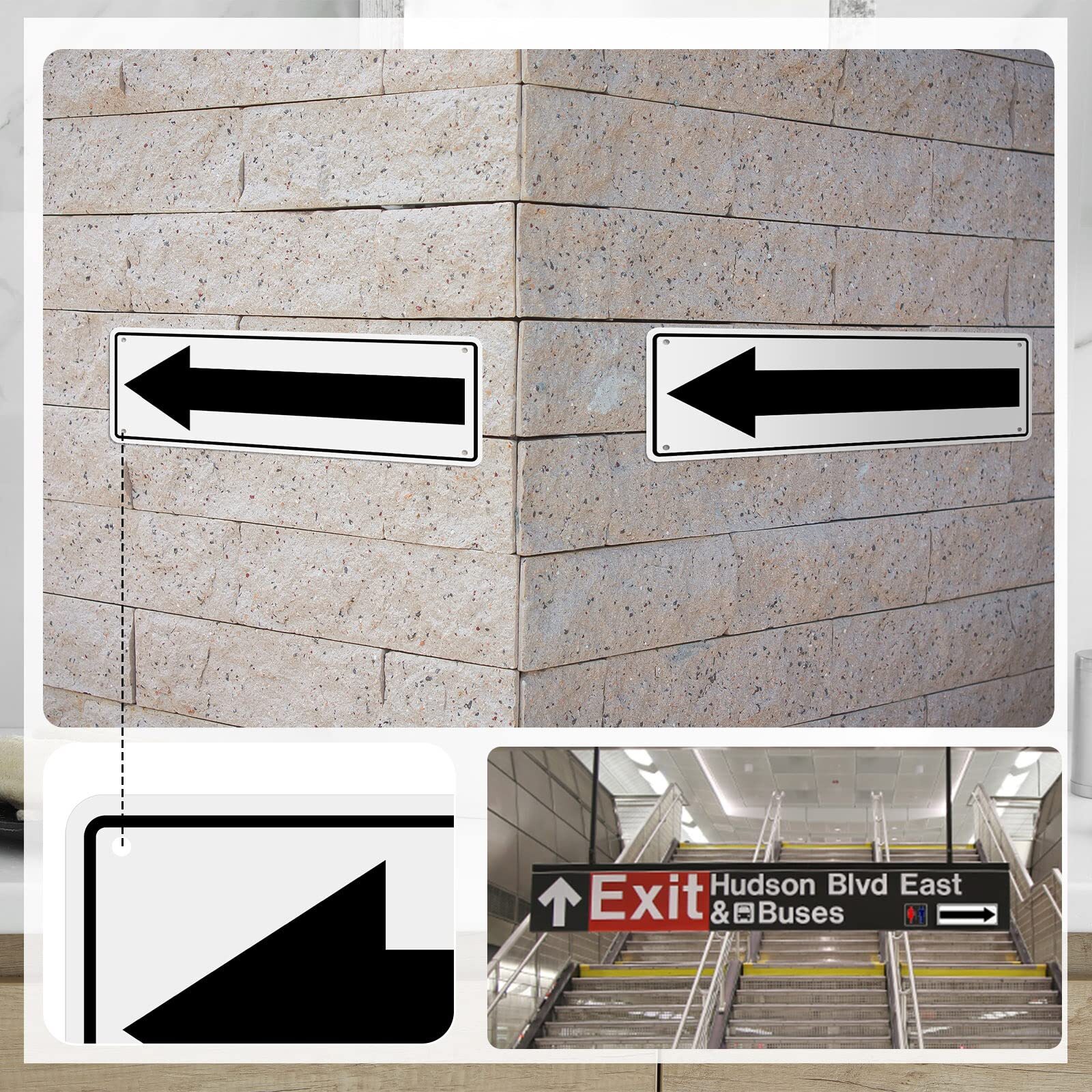 Metal Arrow Sign 10 x 3.5 Inch Aluminum Reflective Road Right Arrow Sign