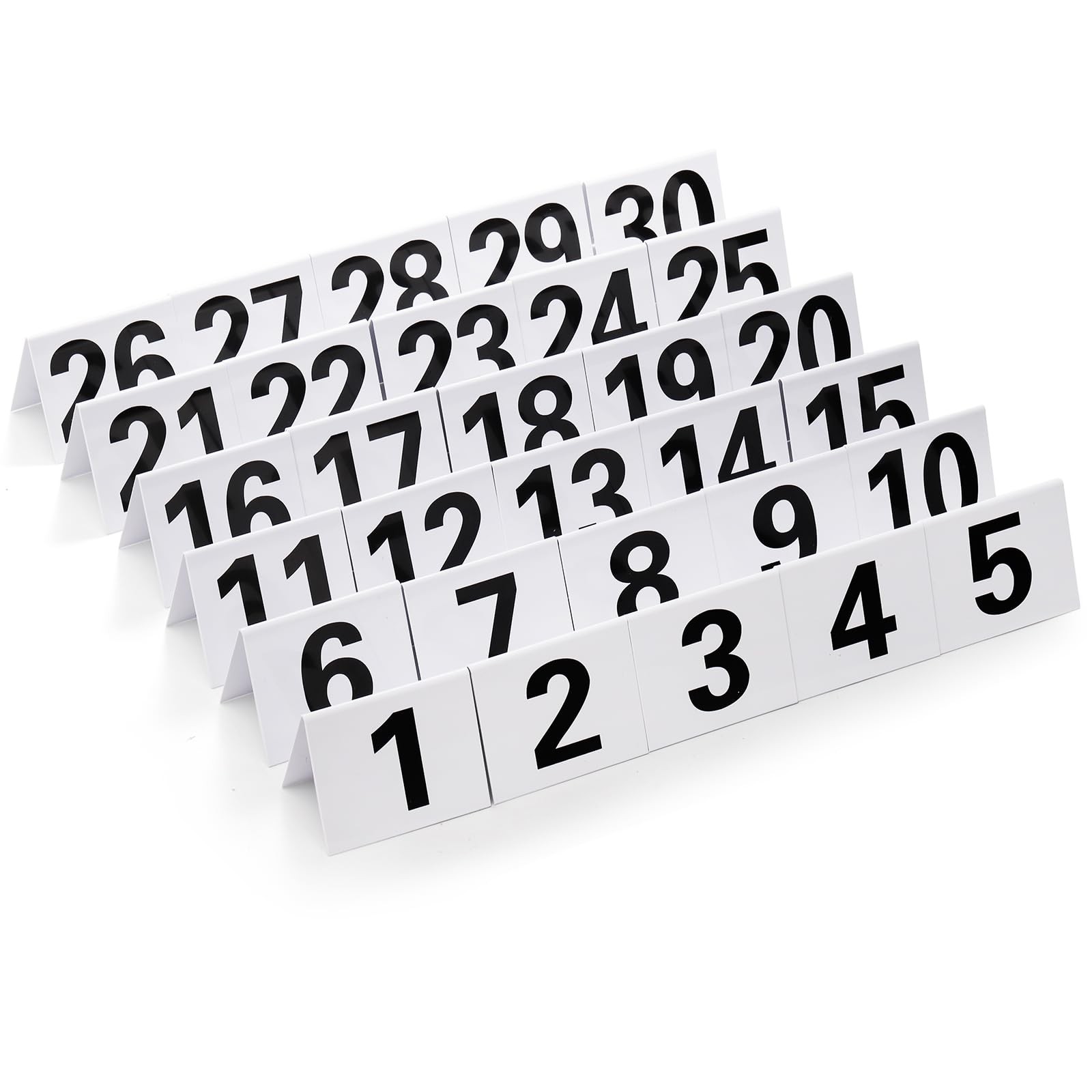 30 PCS Restaurant Table Numbers 130 White Double Side Acrylic Tent 3.5x3x2.3 In