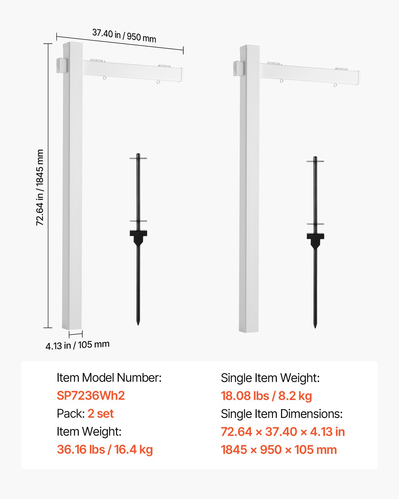 VEVOR Real Estate Sign Post PVC Realtor Yard Sign Holder 6 ft Tall White 2-Pack