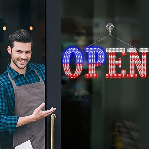 Open Signs for Business, 40&Prime;x14&Prime; inch Extra Large USA Flag Open Sign LED Window