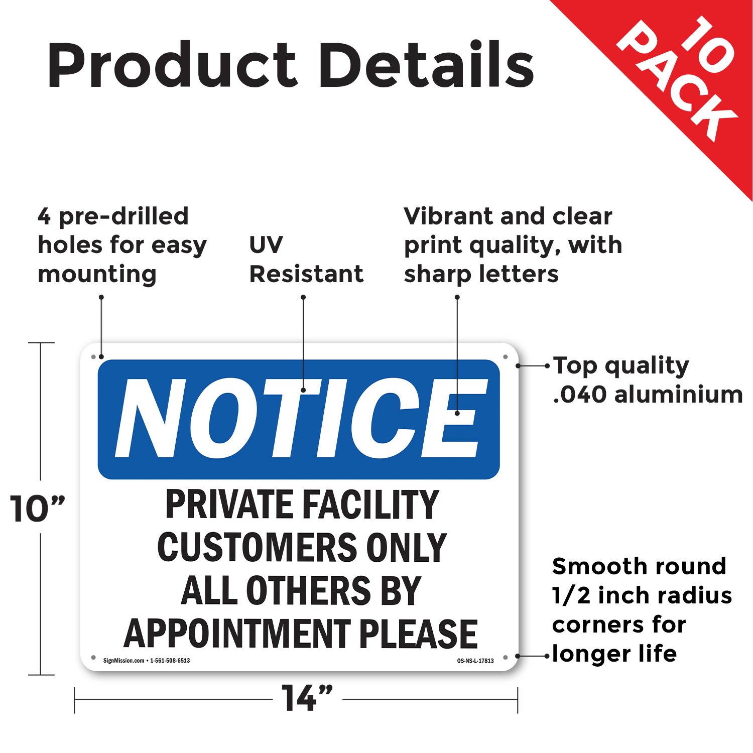 Private Facility Customers Only All Others OSHA Notice Sign, Decal 5 or 10 Pack
