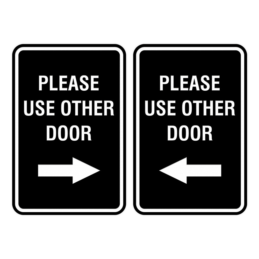 Portrait Round Please Use Other Door Sign Set (Black) – Large 6&Prime; x 8&Prime;