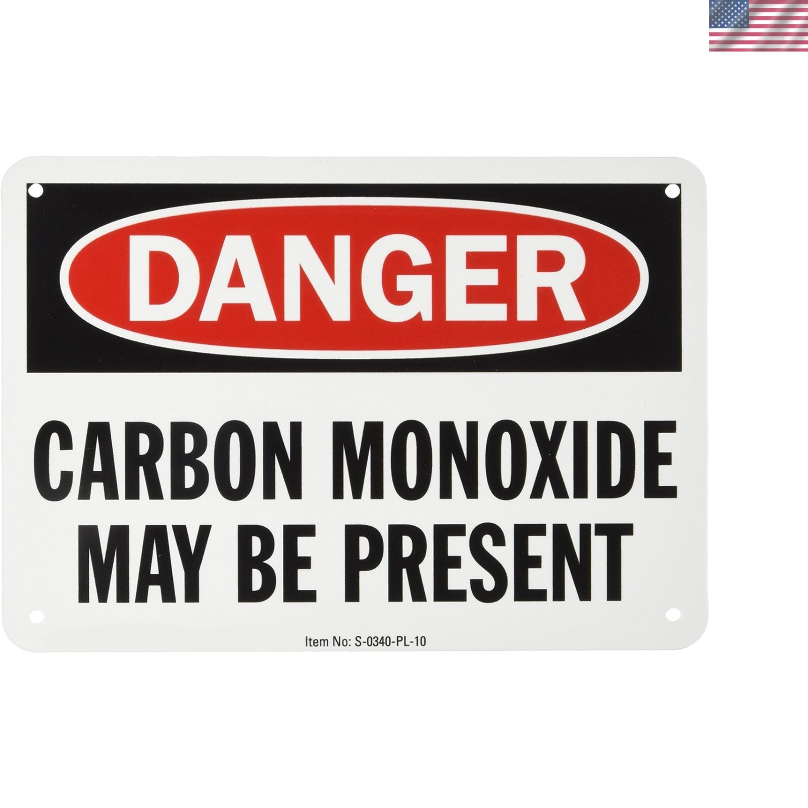 Essential Carbon Monoxide Danger Sign | 7×10&Prime; Weather-Resistant Plastic Design