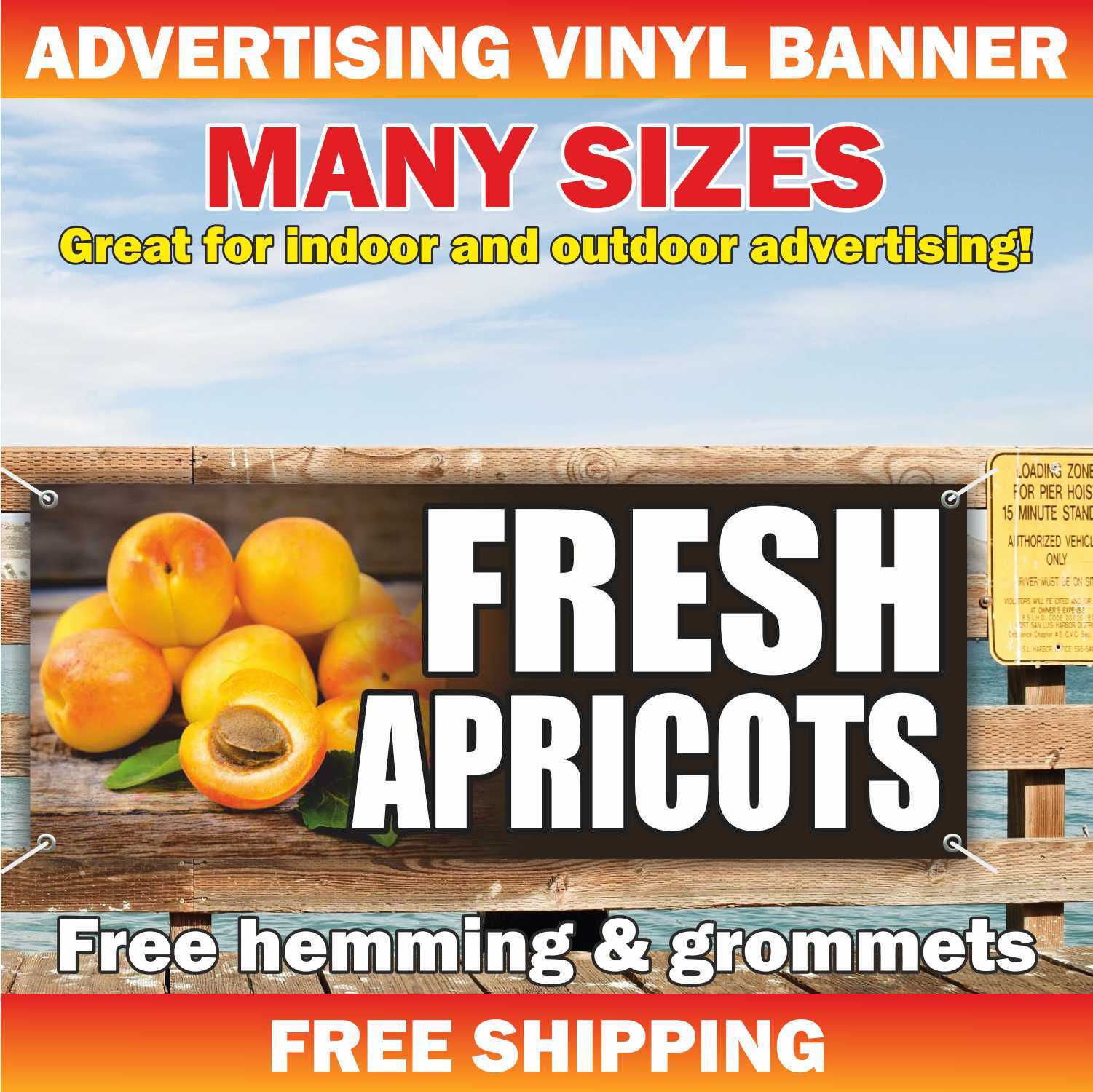 APRICOTS Advertising Banner Vinyl Mesh Sign fruits fresh vegetables pears apples