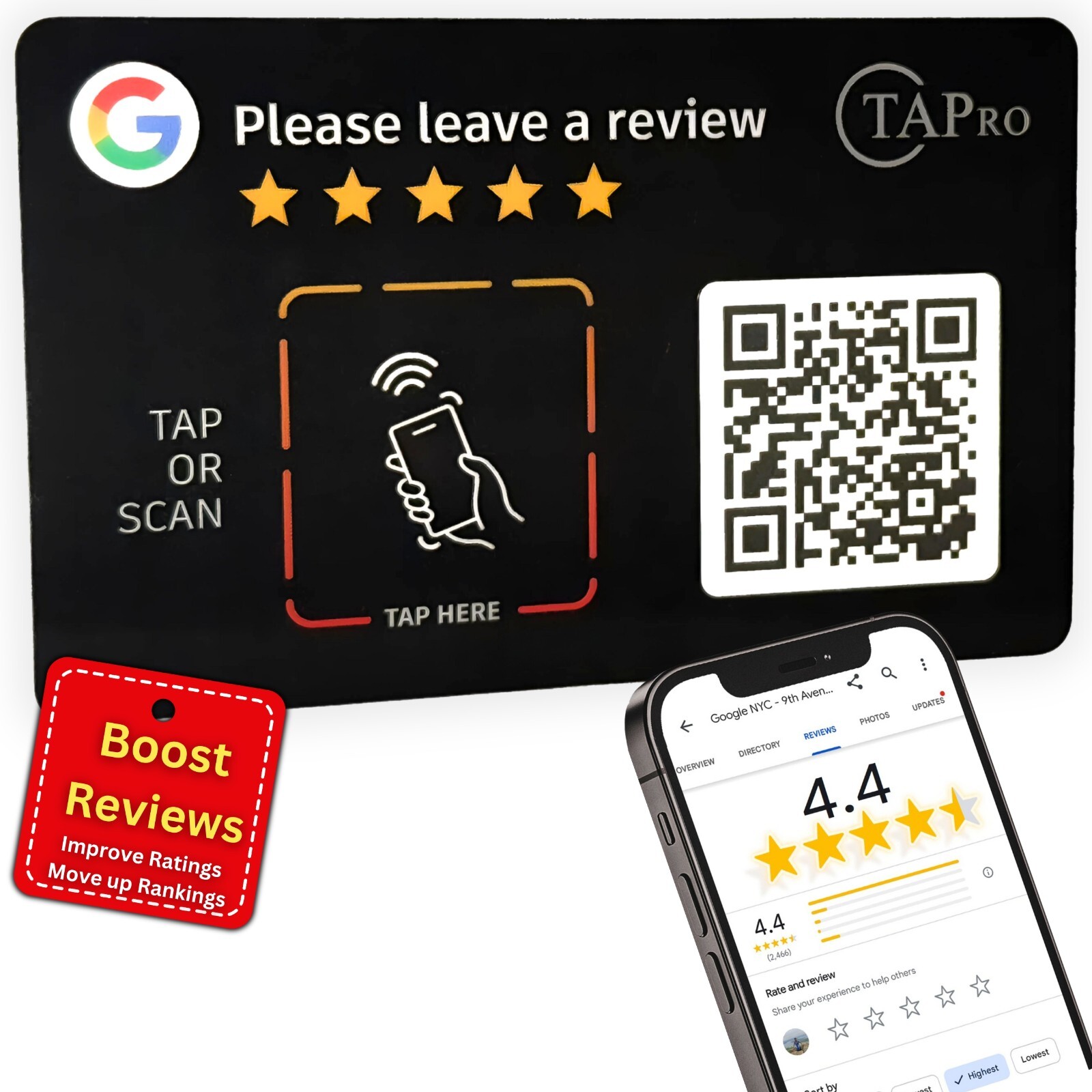 Google Review Tap Card by TAPro – Tap for Instant Reviews – All Phones