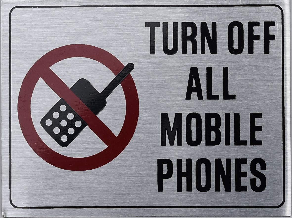 Turn Off All Mobile Phones Sign-Silver (Aluminium 4X3,Double Side..-REF24-1027