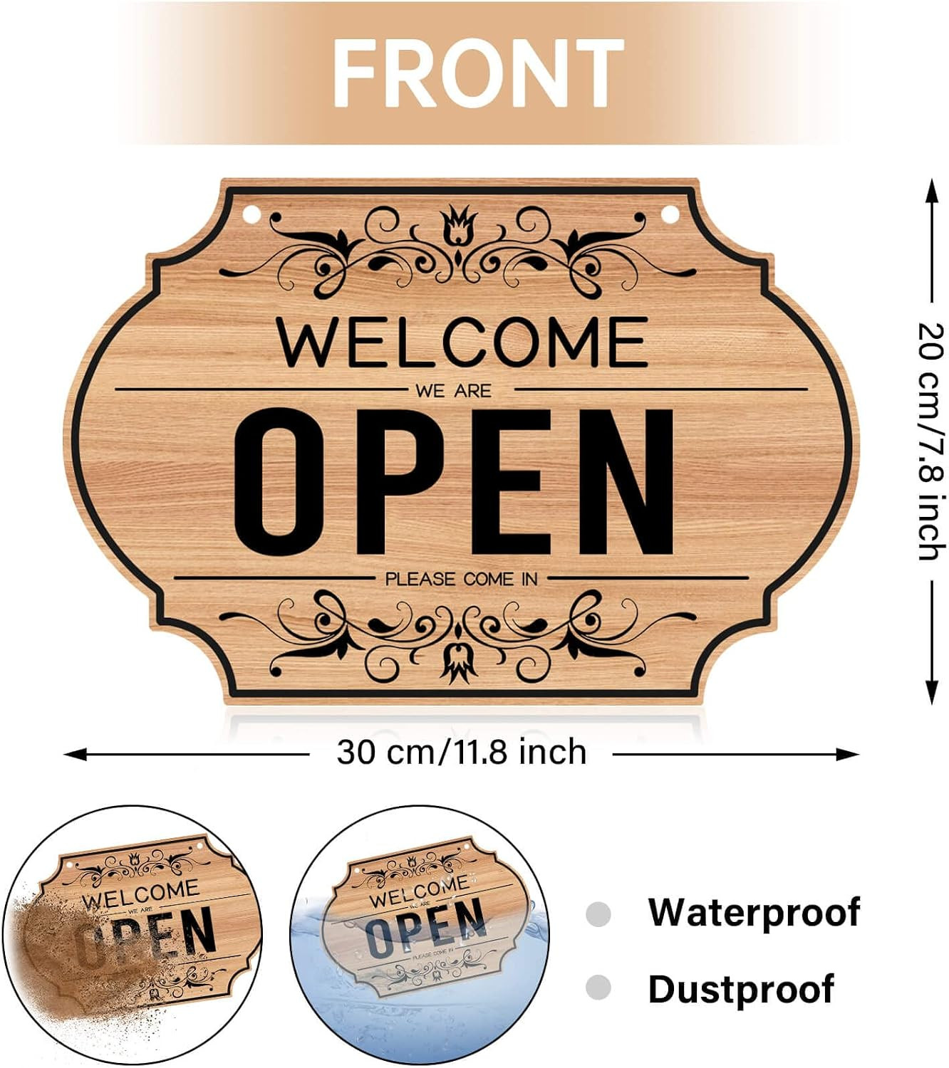 Open Signs – Double Sided Open Closed Sign Business Hours Hanging with Rope H…