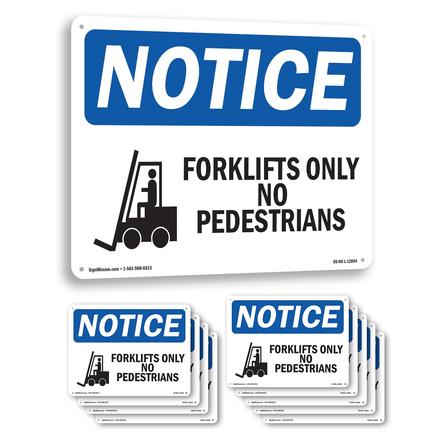 Forklifts Only No Pedestrians OSHA Notice Sign Metal Plastic, Decal 5 or 10 Pack