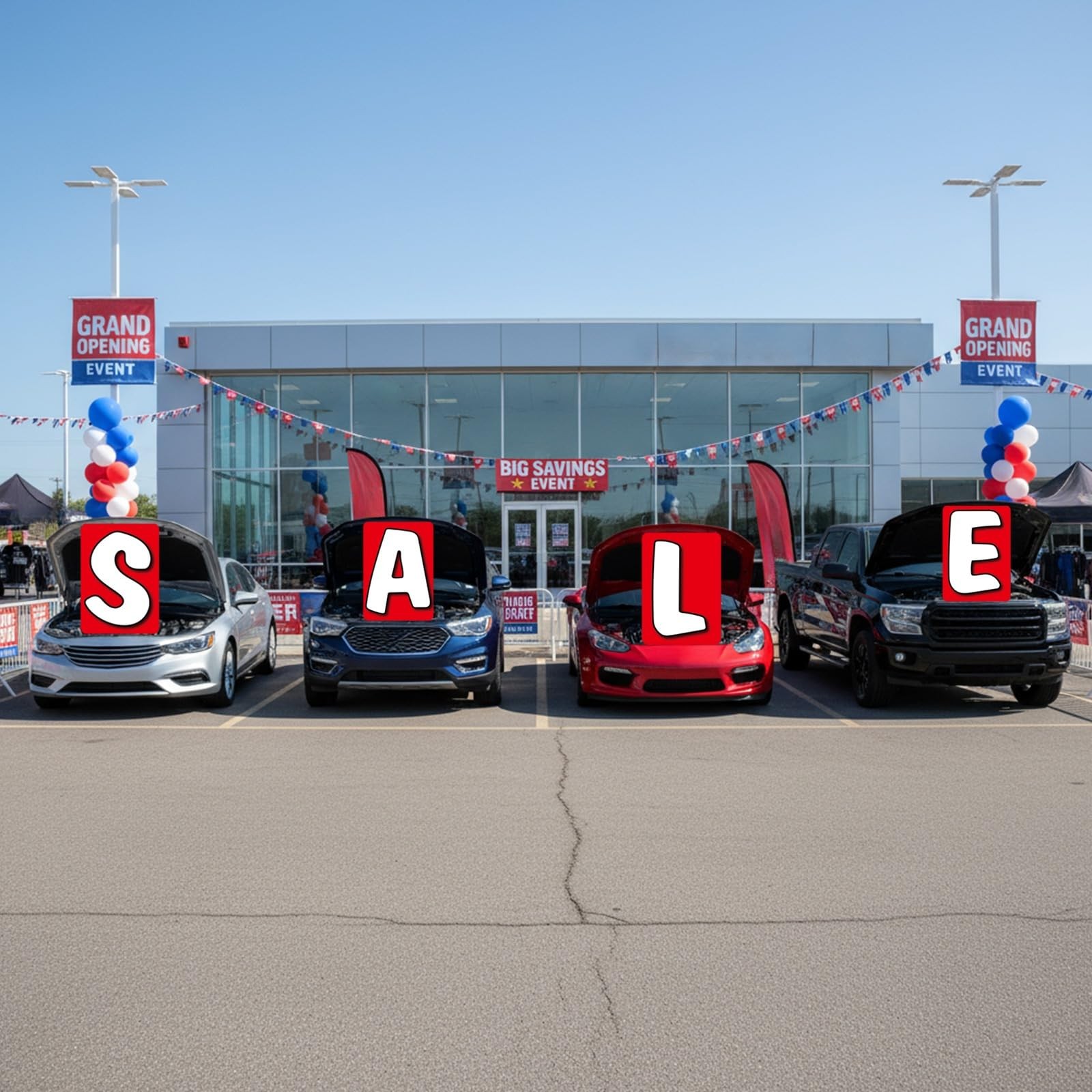 4 PCS Jumbo Under The Hood Sign Kit – 29ʺx 41&Prime; Giant Sale Sign for Car Dealer…