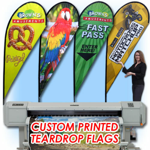 11ft Double Sided Custom Teardrop Flag+Fiberglass Pole& Metal X-Base w/sand bag
