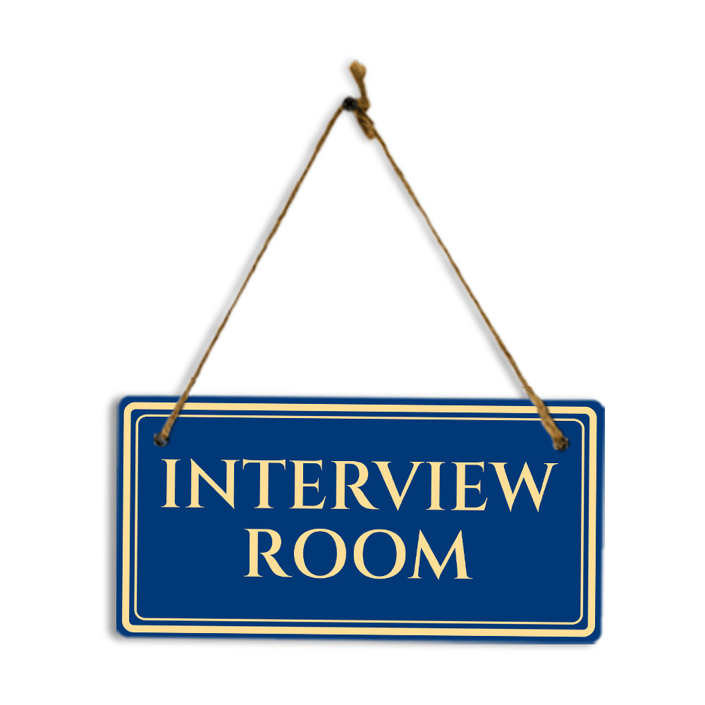 Interview Room 5&Prime; x 10&Prime; Hanging Wall or Door Sign | Legal and Court Signage