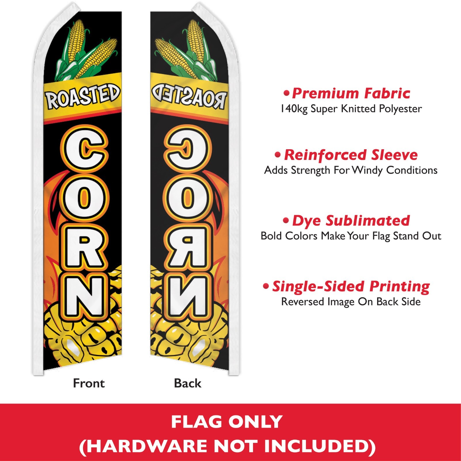 Roasted Corn Swooper Flutter Feather Flag BBQ Food Truck Business Flag